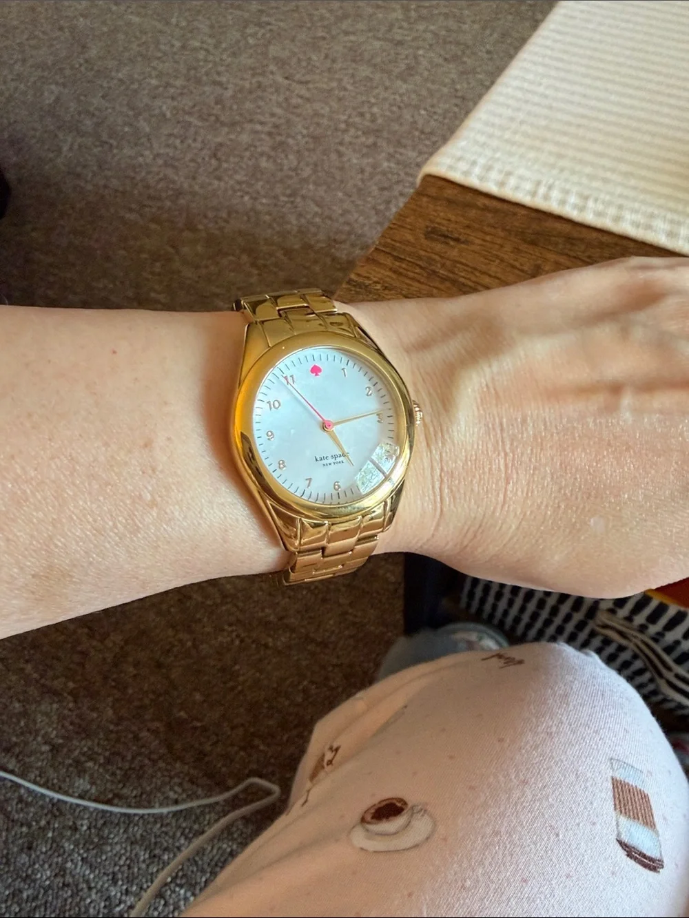 kate spade Gold-tone Watch with White Dial and Pink Accent